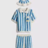 0-18 meses | Conjunto para recién nacidos con polo a rayas, pantalones cortos y gorro