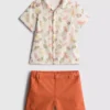 0-36 meses | Conjunto de camisa estampada y pantalones cortos tipo chino