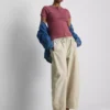 Blusa acanalada con botones, rica en algodón