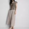 Blusa arrugada con lazo al frente