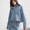 Chaqueta de mezclilla con bolsillos de parche de algodón