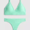 Conjunto de sujetador triangular acolchado sin costuras y tanga