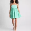 Minivestido bandeau de algodón a cuadros vichy