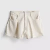 Pantalones cortos acampanados plisados de mezclilla con alto contenido de algodón