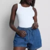 Pantalones cortos de chándal de denim de algodón