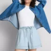 Pantalones cortos de chándal de denim de algodón