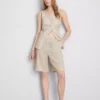 Pantalones cortos plisados de mezcla de lino