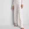 Pantalones de pijama acanalados con estampado de mariposas