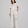 Pantalones de pijama de corte ancho con estampado floral