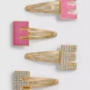Paquete de 4 pinzas para el cabello con iniciales y broche a presión