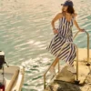 Vestido midi tipo corsé de tiras de algodón
