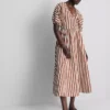Vestido smock de algodón a rayas, largo midi