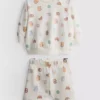 0-18 meses | Conjunto de sudadera y pantalones cortos con diseño de comida