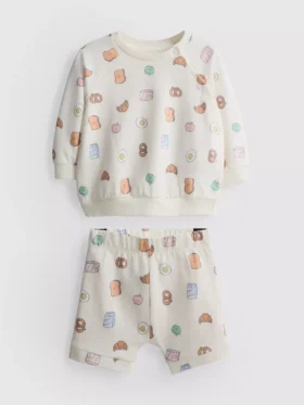 0-18 meses | Conjunto de sudadera y pantalones cortos con diseño de comida