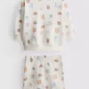 0-18 meses | Conjunto de sudadera y pantalones cortos con diseño de comida