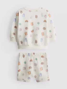 0-18 meses | Conjunto de sudadera y pantalones cortos con diseño de comida