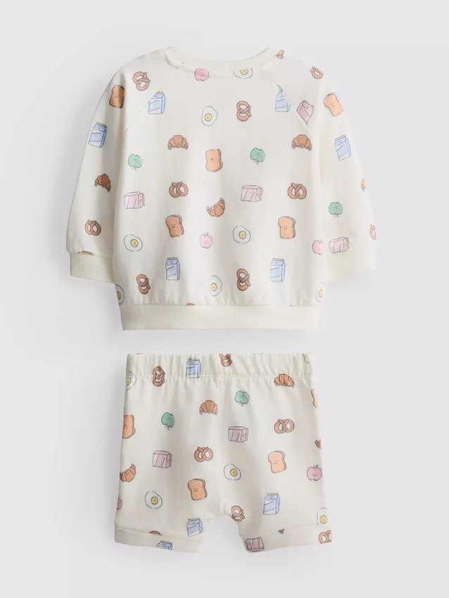 0-18 meses | Conjunto de sudadera y pantalones cortos con diseño de comida