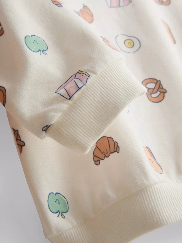 0-18 meses | Conjunto de sudadera y pantalones cortos con diseño de comida