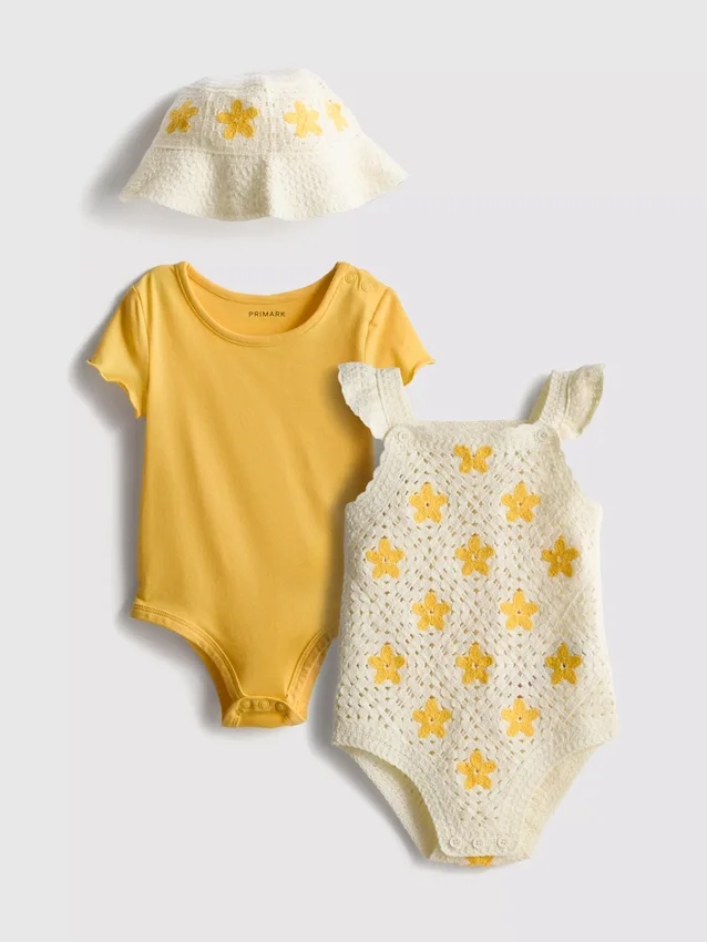 0-18 meses | Conjunto para recién nacidos con 2 bodies y un sombrero para el sol