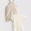 0-18 meses | Conjunto para recién nacidos con body y overol a cuadros
