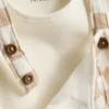 0-18 meses | Conjunto para recién nacidos con body y overol a cuadros