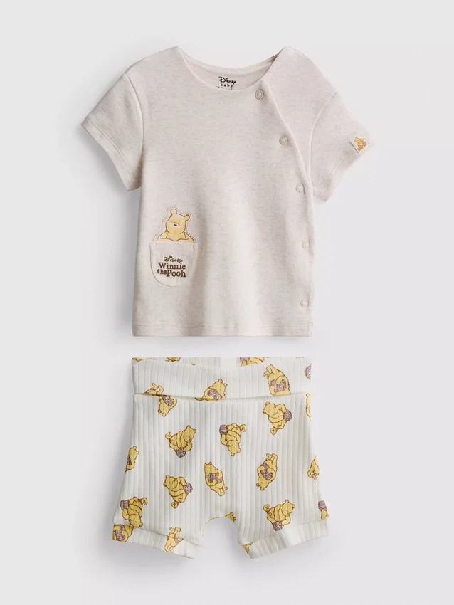 0-18 meses | Conjunto para recién nacidos de Disney con top cruzado y pantalones cortos de Winnie the Pooh