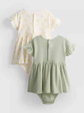0-18 meses | Paquete de 2 vestidos tipo smock para recién nacidos
