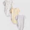 0-18 meses | Paquete de 3 bodies de manga corta para recién nacidos con espacio para crecer