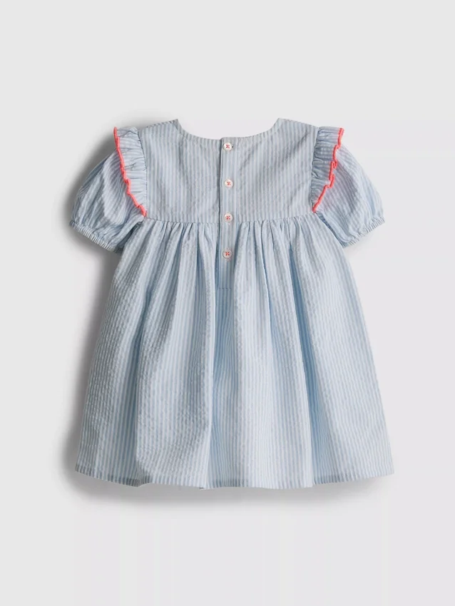 0-18 meses | Vestido de seersucker a rayas para recién nacidos