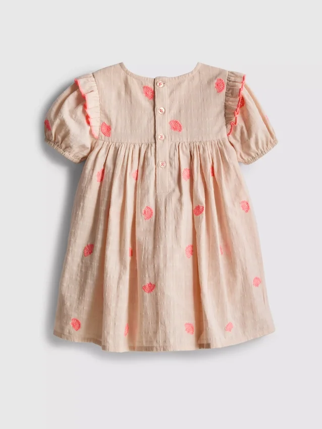 0-18 meses | Vestido tipo smock para recién nacidos con bordado de conchas