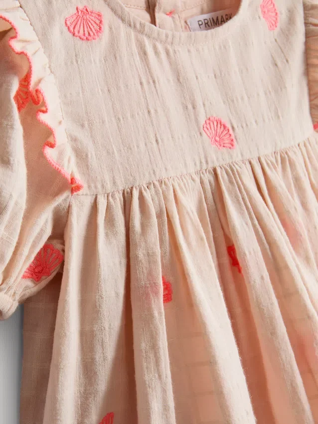 0-18 meses | Vestido tipo smock para recién nacidos con bordado de conchas