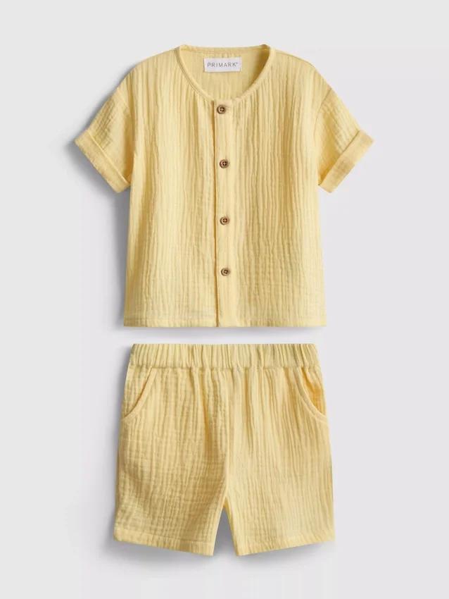 0-24 meses | Conjunto de camisa y pantalones cortos de gasa