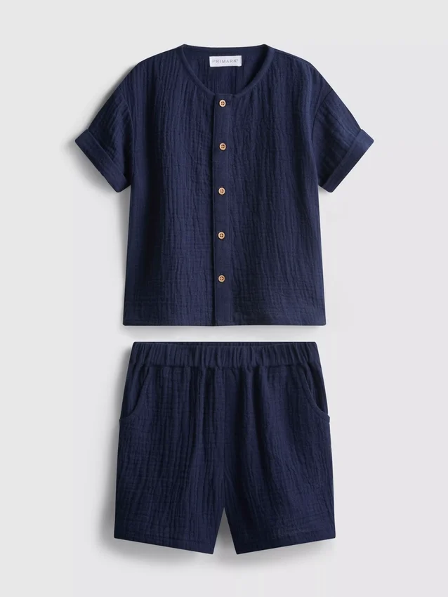 0-24 meses | Conjunto de camisa y pantalones cortos de gasa