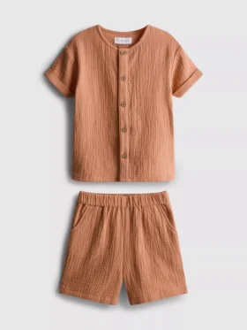 0-24 meses | Conjunto de camisa y pantalones cortos de gasa