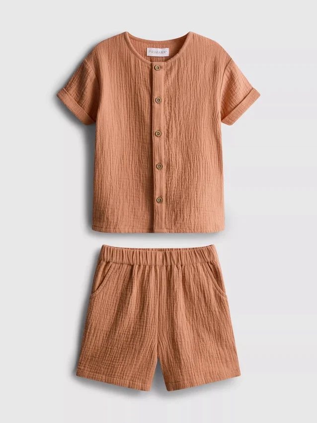0-24 meses | Conjunto de camisa y pantalones cortos de gasa