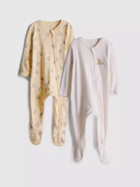 0-24 meses | Paquete de 2 pijamas con cremallera bidireccional