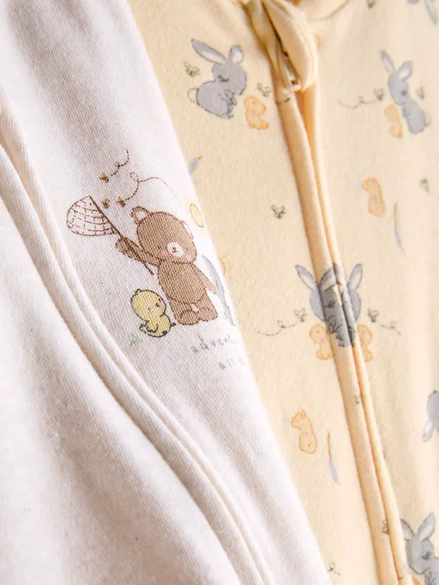 0-24 meses | Paquete de 2 pijamas con cremallera bidireccional