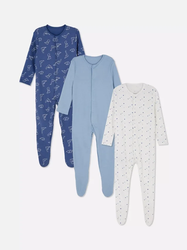 0-24 meses | Paquete de 3 pijamas con broches