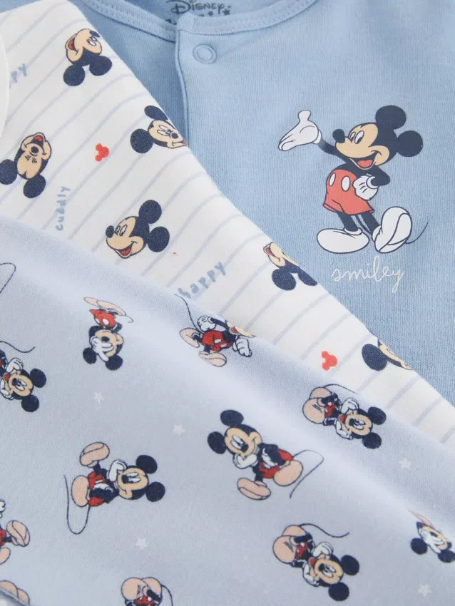 0-24 meses | Paquete de 3 pijamas de una pieza con botones a presión de Mickey Mouse de Disney