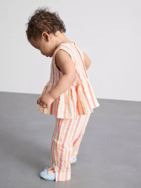 0-36 meses | Conjunto de blusa con peplum a rayas y pantalones