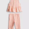 0-36 meses | Conjunto de blusa con peplum a rayas y pantalones