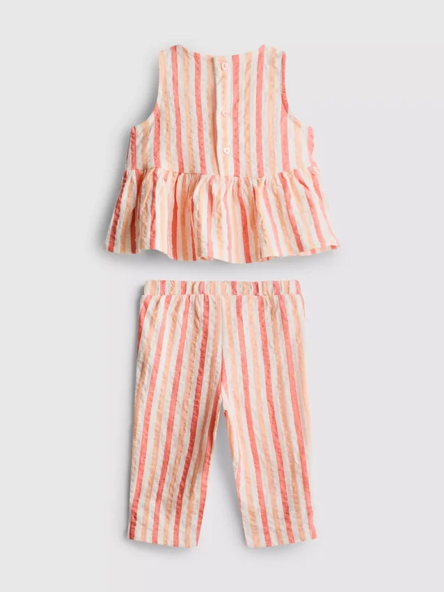 0-36 meses | Conjunto de blusa con peplum a rayas y pantalones