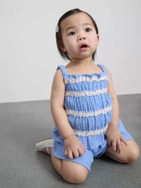 0-36 meses | Conjunto de blusita fruncida y pantalones cortos