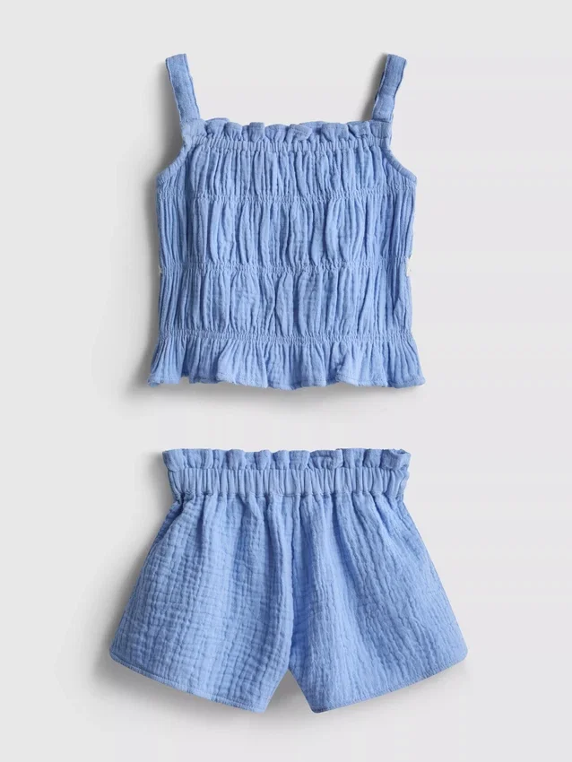 0-36 meses | Conjunto de blusita fruncida y pantalones cortos