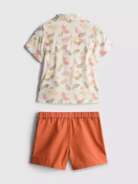 0-36 meses | Conjunto de camisa estampada y pantalones cortos tipo chino