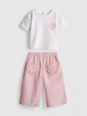 0-36 meses | Conjunto de camiseta con bolsillo en forma de corazón y pantalones