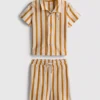 0-36 meses | Conjunto de camiseta con textura a rayas y pantalones cortos