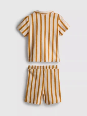 0-36 meses | Conjunto de camiseta con textura a rayas y pantalones cortos