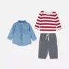 0-36 meses | Conjunto de camiseta de manga larga, pantalones y camisa de mezclilla