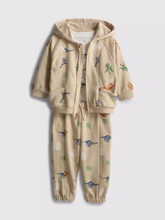 0-36 meses | Conjunto de camiseta, sudadera con capucha y pantalones de chándal de Jurassic World